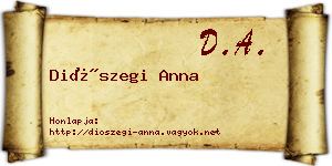 Diószegi Anna névjegykártya